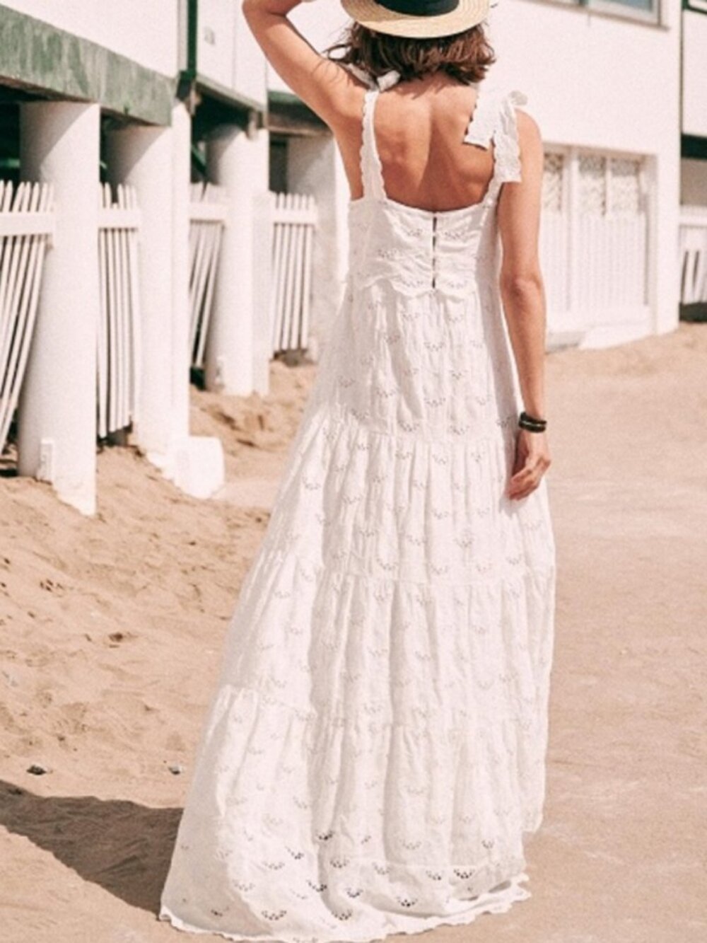 Sezane Elia Lace Maxi Dress in Ecru 38 6 - Picture 2 of 12
